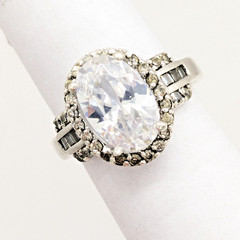Vintage Elegant RING Silver 925 with Big Bright Stone -size: 8.25US (18mm) | #91