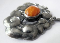 2 7/8 INCH 1910 SKONVIRKE JENSEN & AKERLUND DENMARK 830 STERLING SILVER BROOCH