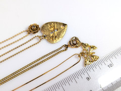 Vtg Love Knot Heart Key Lock Flower Butterfly Pendant Gold Tone Necklace LOT