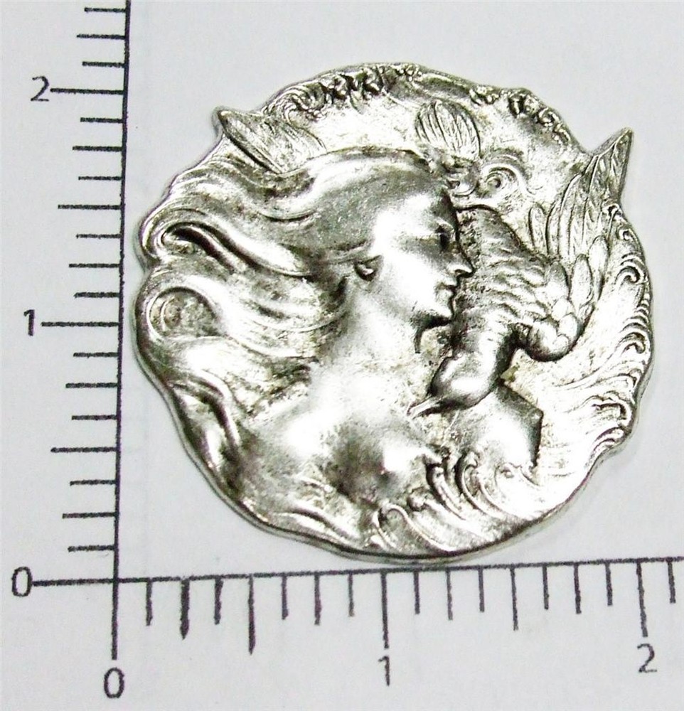 15054 Matte Silver Oxidized Victorian Woman w/ Dove Jewelry Finding