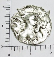 15054 Matte Silver Oxidized Victorian Woman w/ Dove Jewelry Finding