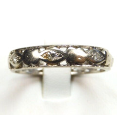 Antique 1920’s Diamond Wedding Eternity Band 14KW Ring Size 8.75 UK-R EGL USA