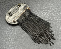 VTG 3.5” Silver Tone Fringe Abalone MOP Tassel Chains Dangle Pin Brooch