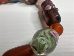 Vintage Art Glass Large Bead Stretchable Multicolored Bracelet