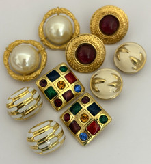Vintage Jewelry Lot Gold Tone Clip On Earrings