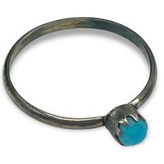 Antique Size 5 1/2 Sky Blue Sleeping Beauty TURQUOISE RING Big Patina Stackable