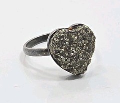 Vintage Victorian Sterling Silver 925 Foolsgold Ladies Heart Ring Size 5.25
