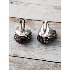 Vintage Clip On Earrings Multi Tone Metal Twist 1″