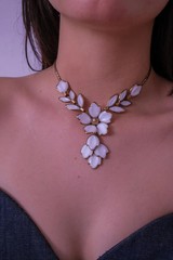 Vintage Crown Trifari Necklace Milk Glass Parure Choker 1960s Elegant Timeless