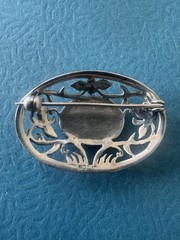 Vintage Navajo .925 Sterling Silver And Malachite Floral Frame Brooch