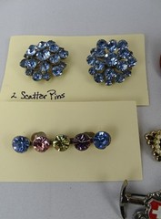 Lot of 10 Vintage Brooches plus 2 Button Covers, Various Styles and Colors