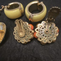 Vintage Multicolor Mixed Earrings Lot 6 Pcs Clip-On & Screwback Rhinestone
