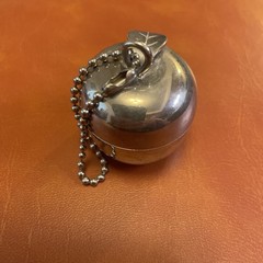 Vintage CHARLIE Revlon Silver Tone Apple Solid Perfume Necklace Pendant