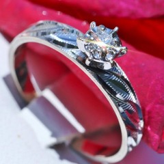 10k white gold engagement ring 0.06ct HSI1 diamond solitaire sz 5 handmade 1.4gr