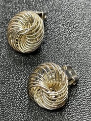 Vintage Silver Tone Wired Metal Clip Earrings