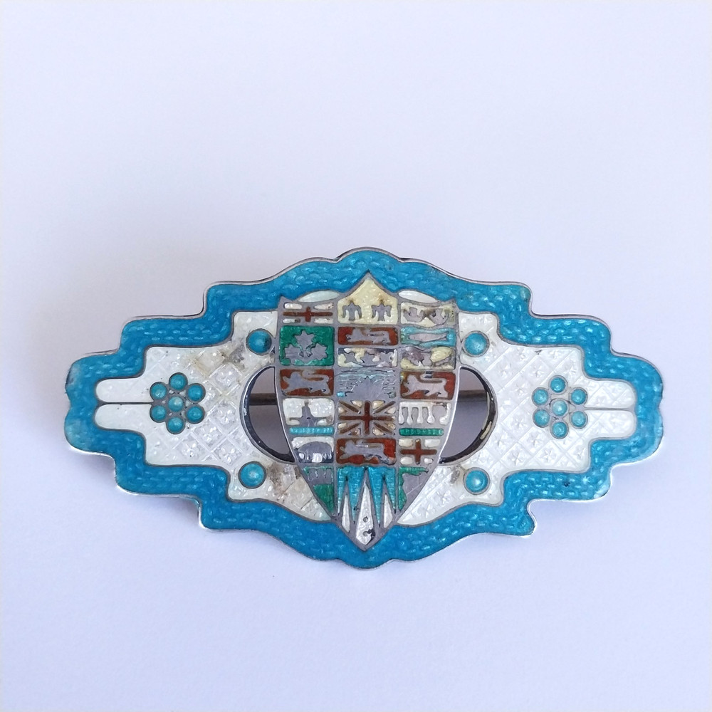 Vintage English Birmingham Coat of Arms Sterling and enamel Brooch