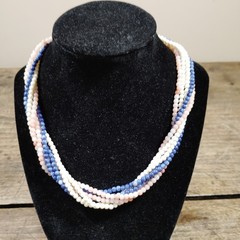 Vintage Twist A Bead Interchangeable Necklace w/ Clasp Pink White Blue