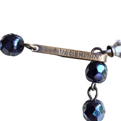 Vintage West Germany AB Crystal Glass Bead Necklace Peacock Iridescent Choker