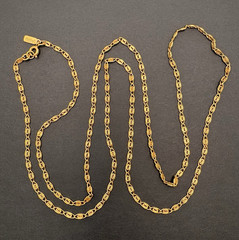 Vintage Monet Oval Filigree Scroll Link Gold Tone Chain Necklace 38″ Long Dainty