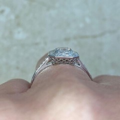 Art Deco Style Asscher Lab Created Doiamond 14K White Gold FN Engagement Ring