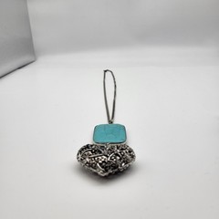Lovely faux turquoise stone Heart statement necklace anniversary love