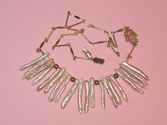 ONE OF A KIND Company ~ Pearl Necklace With 14k Gold Filled Chain ~ Little Hamsa