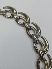 Vintage WM Necklace Silver Tone Decorative Oval Link Marked 17 Inch