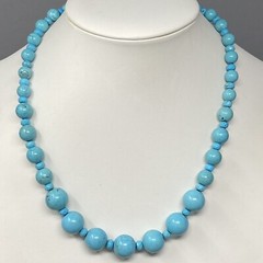 Dyed Howlite Stone Necklace Turquoise Color Graduating Beads Chakra Artisan 18″