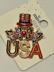Mint Red White Blue USA Patriotic Brooch