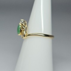 Vintage 14K Yellow Gold Jade & Diamond Ring Signed FJG35 14K Sz 6 2.37g