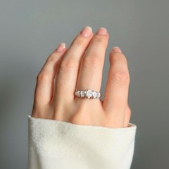 14K White Gold .69ct Marquise & Baguette Natural Diamond Ring Size 6 5g Vintage