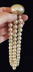 Carol Lee Faux Pearl Triple Strand Bracelet Oval Cabochon Pearl Clasp 7” EUC