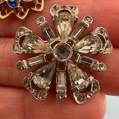 Vintage Rhinestone Scatter Pin Brooch Lot Star Snowflake Blue Clear Orange