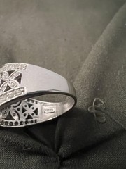 Vintage QVC Diamonique Solid White Gold Open Art Nouveau Floral CZ Ring Size 9