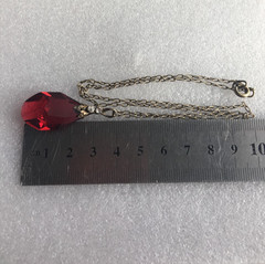 Pendant with chain silver 875 Russian Soviet Gold vintage USSR red crystal glas