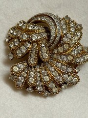 Vintage Jomaz Flower Pave Rhinestone Brooch