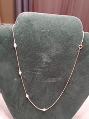 Vintage 1/20 14K Gold Filled Floating Pearl Station Necklace 2g Tin Cup Chain