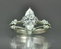 Art Deco Style Lab Created Diamond 14k White Gold FN Wedding/Engagement Ring