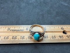 3.02g Vintage Sterling Silver 925 Ring Oval Turquoise Teal Rope Size 8 M