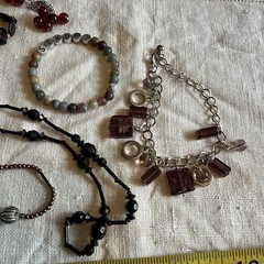 Vintage Jewelry Lot 5 Necklace 2 Bracelet Glass Plastic Stone Bone Metal NEW!
