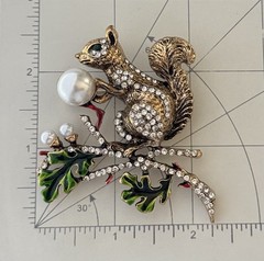Squirrel acrylic vintage style brooch pin