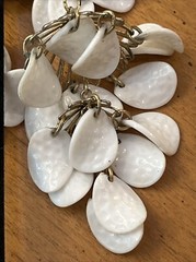 Vintage Huge Napier Pebbled White Chandelier Dangle Drop Clip On Earrings MCM