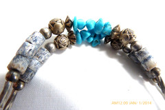 VINTAGE OLD PAWN SILVER , TURQUOISE & SODALITE BRACELET