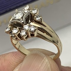 Vintage 14k Solid Yellow Gold .90ct Natural European Cut Diamond Ring
