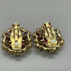 Carolee Lux Earrings Multicolor Crystal Pink Rhinestone Gold Tone Clip On 1.25″