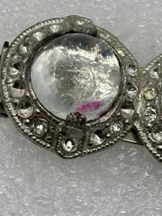 Vintage 1930s Art Deco Carl Art Dress Clip Pot Metal High Dome Unfoiled Cabochon