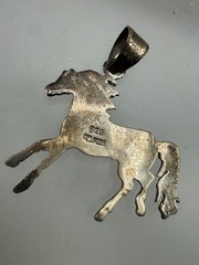 STERLING SILVER LAPIS OPAL TURQUOISE INLAY HORSE SOUTHWESTERN STYLE PENDANT