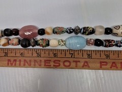 Single Strand Art Glass Multicolor Chunky Statement Long Necklace Maximalist Vtg