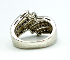 Sterling Silver Channel Set Black White Crystal Ring Size 6