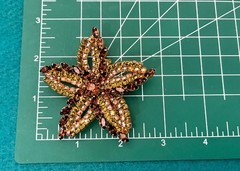 Vintage Rhinestone Brooch Flower Star Brown Green Rainbow AB Beautiful Prong Set